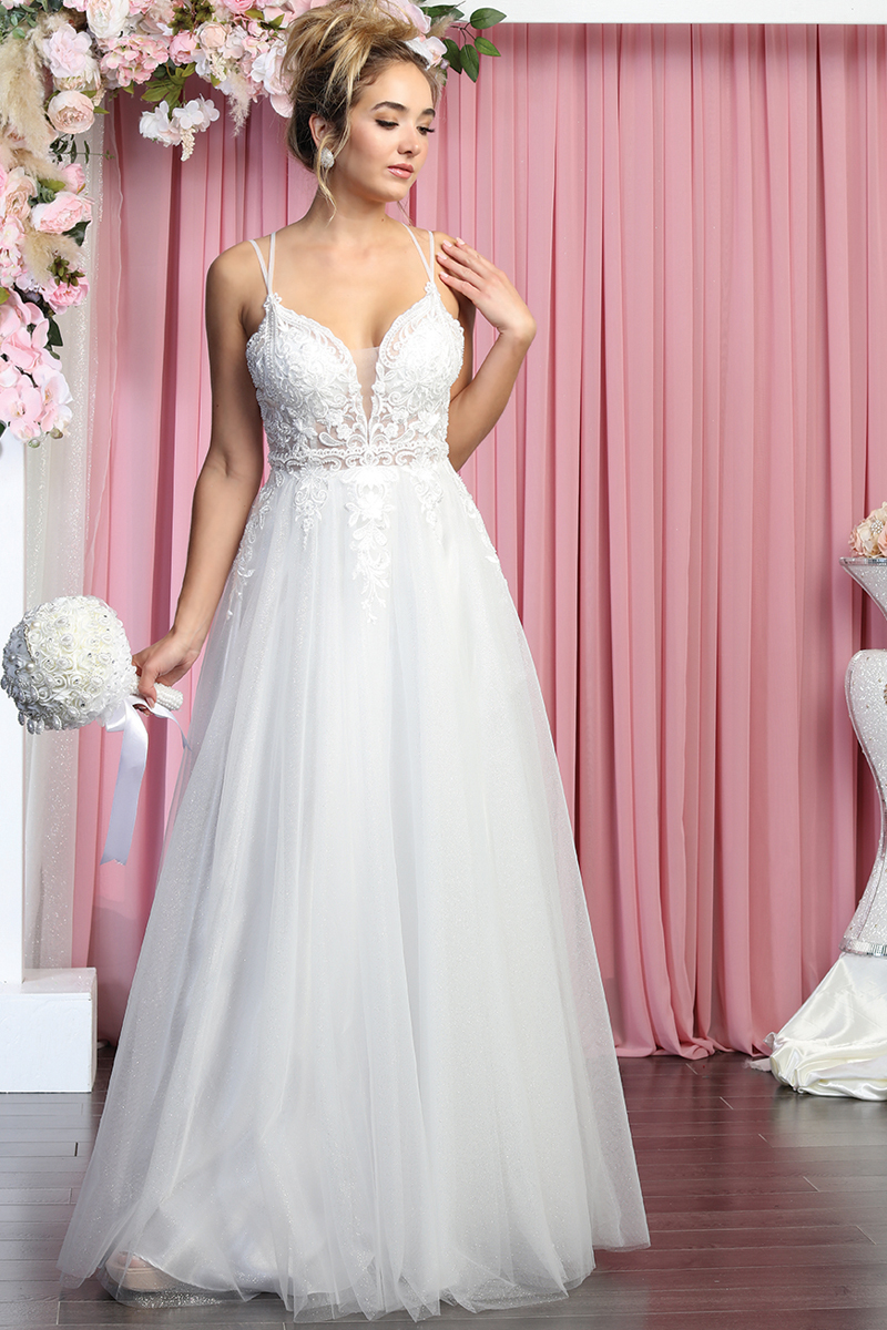 Lace Top Strap A Line Wedding Dress